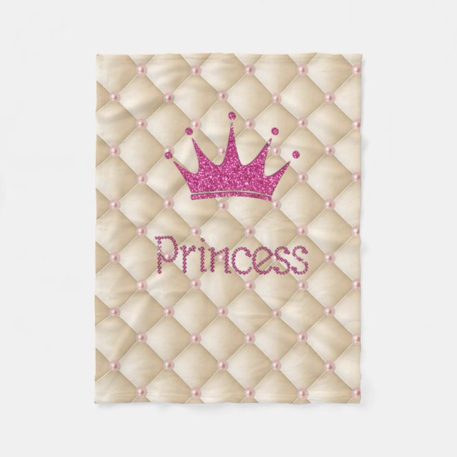 Charmanta Eleganta Pärlor, Tiara, Prinsessa, Glitt Fleecefilt (Framsidan)