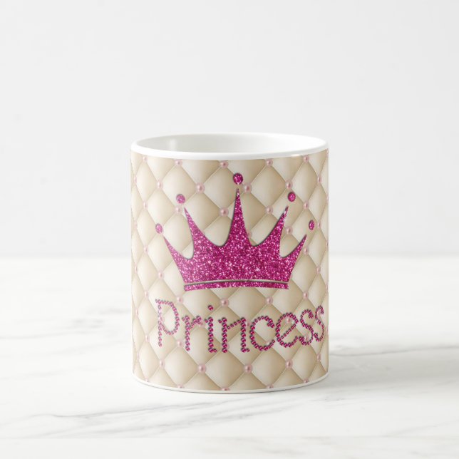Charmanta Eleganta Pärlor, Tiara, Prinsessa, Glitt Kaffemugg (Center)