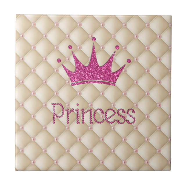 Charmanta Eleganta Pärlor, Tiara, Prinsessa, Glitt Kakelplatta (Framsidan)