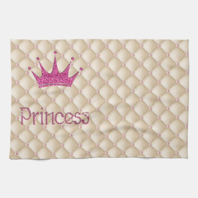 Charmanta Eleganta Pärlor, Tiara, Prinsessa, Glitt Kökshandduk (Horisontell)