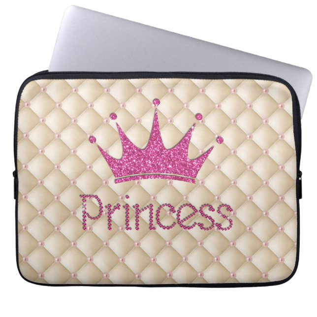 Charmanta Eleganta Pärlor, Tiara, Prinsessa, Glitt Laptop Fodral (Framsidan)