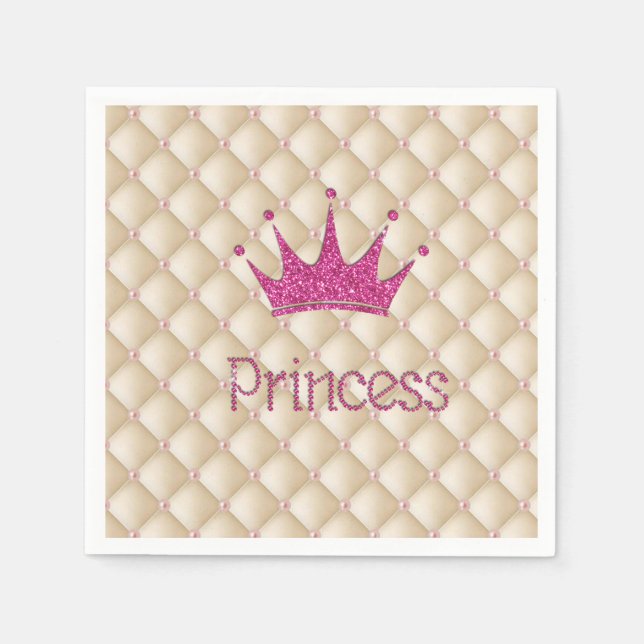 Charmanta Eleganta Pärlor, Tiara, Prinsessa, Glitt Pappersservett (Framsidan)