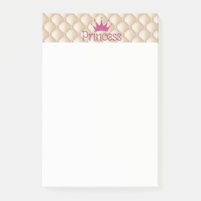 Charmanta Eleganta Pärlor, Tiara, Prinsessa, Glitt Post-it Block (Framsida)