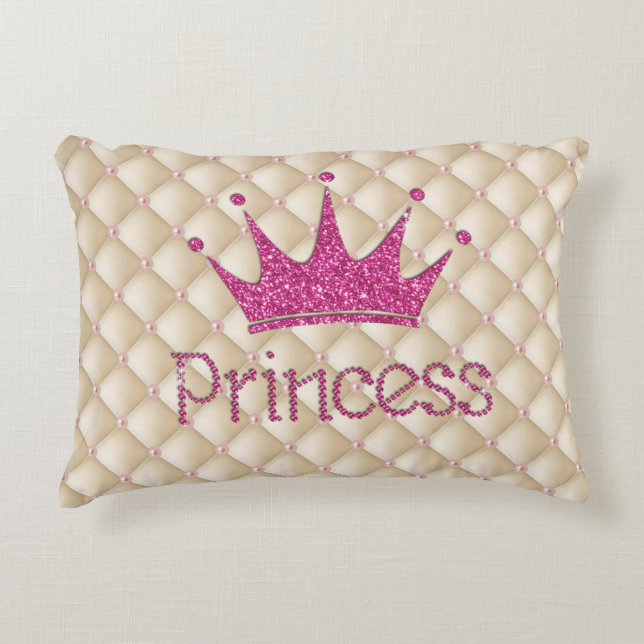 Charmanta Eleganta Pärlor, Tiara, Prinsessa, Glitt Prydnadskudde (Framsidan)