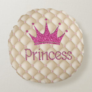 Charmanta Eleganta Pärlor, Tiara, Prinsessa, Glitt Rund Kudde