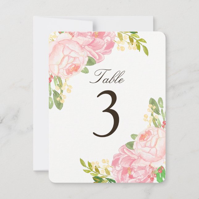 Charmanta Rosa Peony Bordsnummerkort Inbjudningar (Framsida)