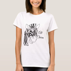 "Charmar alla" gullig sebrasvart/vitranddesign T Shirt