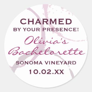 Charmed Rustic Burgundy Vin Stain Bachelorette Runt Klistermärke