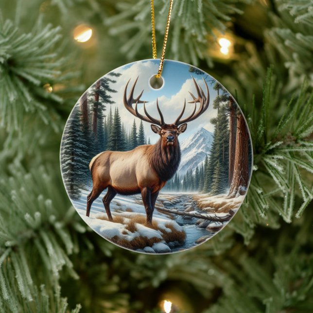 Charmerande älg djur minnessaker julgransprydnad keramik (Skapare uppladdad)