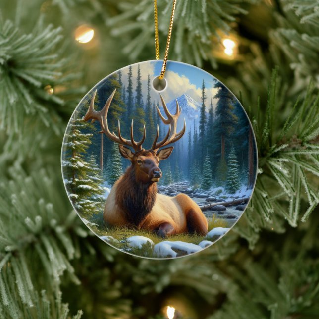 Charmerande älg djur souvenir julgransprydnad keramik (Skapare uppladdad)