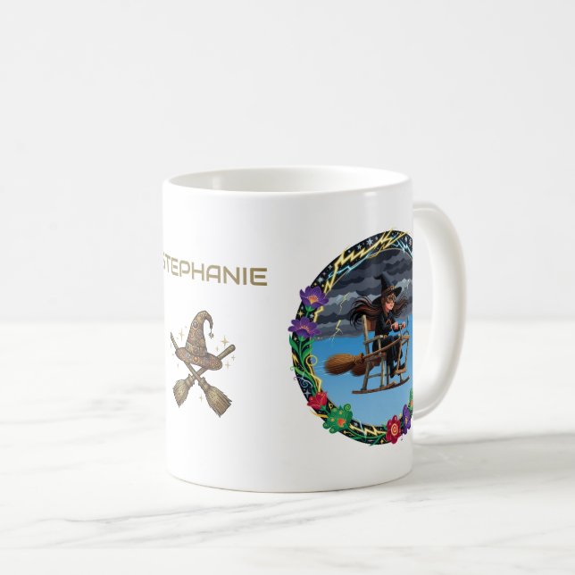 Charmerande häxa pilot kaffemugg (Framsida höger)