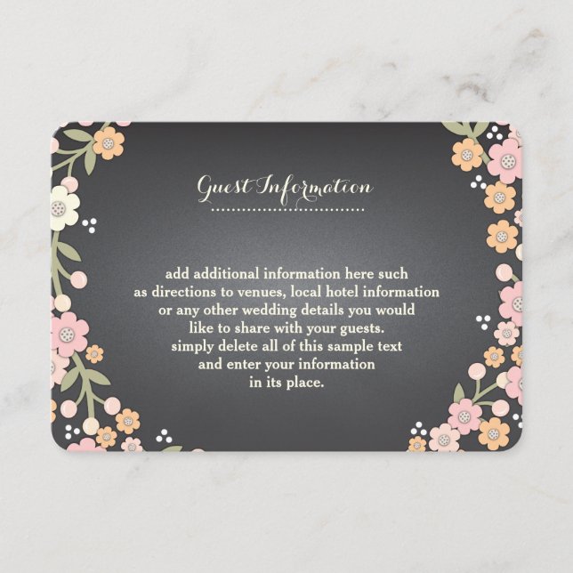 Charmerande trädgårds blomsterkrans II Bröllopsinf Tilläggskort (Framsida)