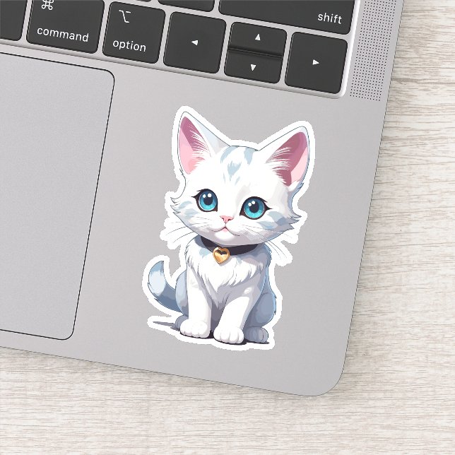 Charmerande vit kattdesign klistermärken (Detalj)