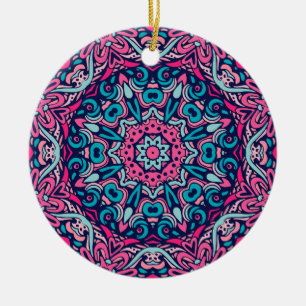 Charmerfärgad mandala sömlös mönster ceram julgransprydnad keramik