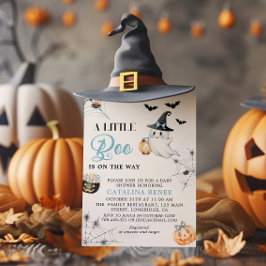 Charmfull blå Halloween-spöke baby shower Inbjudningar