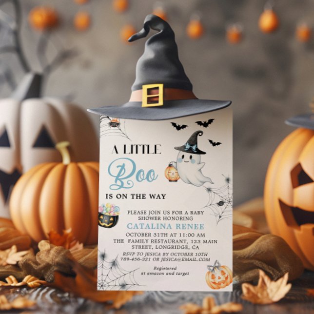 Charmfull blå Halloween-spöke baby shower Inbjudningar (Skapare uppladdad)
