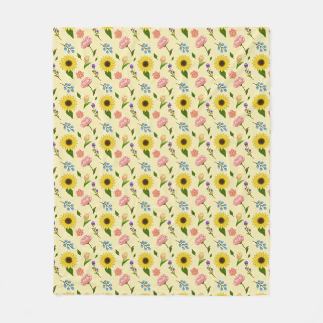 Charmfull sommarängsblommig mönstrad filt (Framsidan)