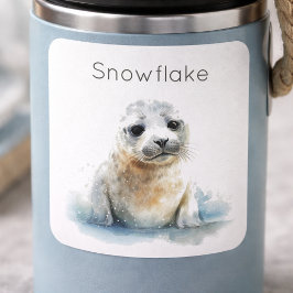 Charmig akvarellsälvalp, anpassad  fyrkantigt klistermärke