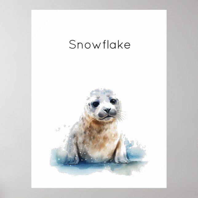 Charmig akvarellsälvalp, anpassad poster (Framsidan)