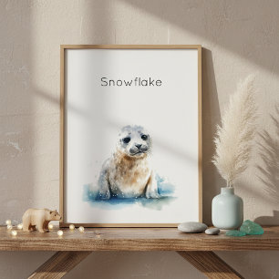 Charmig akvarellsälvalp, anpassningsbar poster