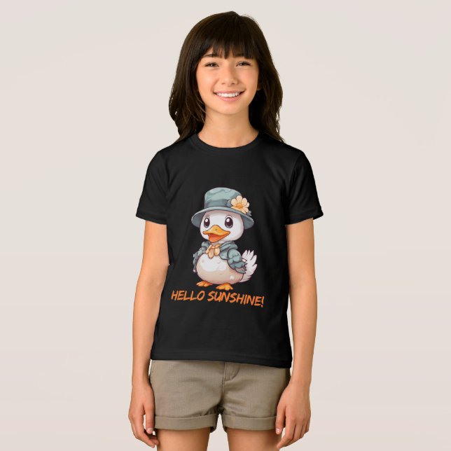 Charmig anka med blommig hatt t shirt (Framsida Full)