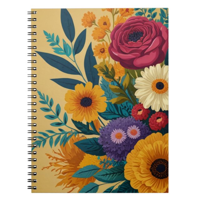 Charmig anteckningsbokdesign med blommotiv anteckningsbok (Framsidan)