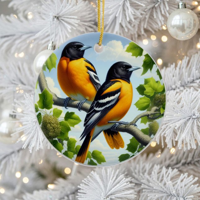 Charmig Baltimore Oriole Fågel Klenod Julgransprydnad Keramik (Skapare uppladdad)