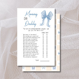 Charmig blå band Mamma eller Pappa Baby Shower Lek