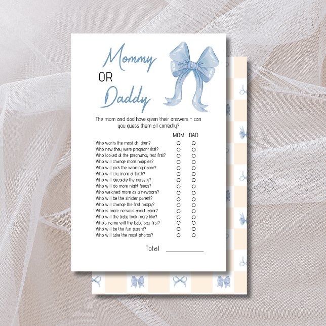 Charmig blå band Mamma eller Pappa Baby Shower Lek (Skapare uppladdad)