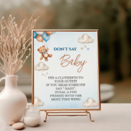 Charmig blå björn Säga inte baby shower spel Poster