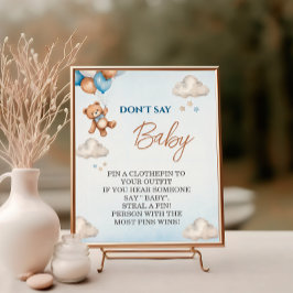 Charmig blå björn Säga inte baby shower spel Poster