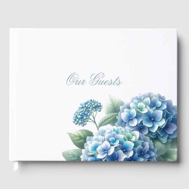 Charmig blå Hortensia Gästböcker (Framsida)
