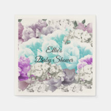 Charmig Blomsterbukett Baby Shower Pappersservette