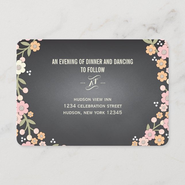 Charmig blomsterkrans trädgård Bröllopsfestlighete Tilläggskort (Framsida)