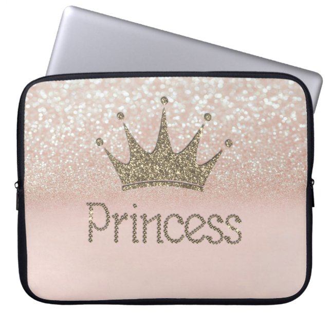 Charmig Chic Tiara Prinsessa, Glitter Bokeh Laptop Fodral (Framsidan)