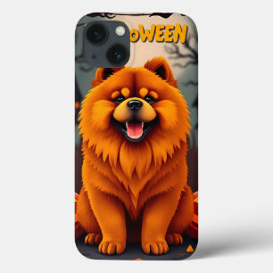 Charmig Chow Chow-hund firar Halloween