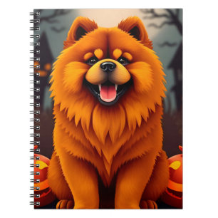 Charmig Chow Chow-hund firar Halloween Anteckningsbok