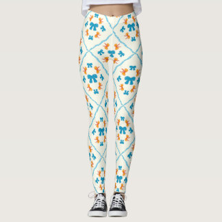 Charmig Coquette-båge Geometrisk Klinker Kräm Leggings