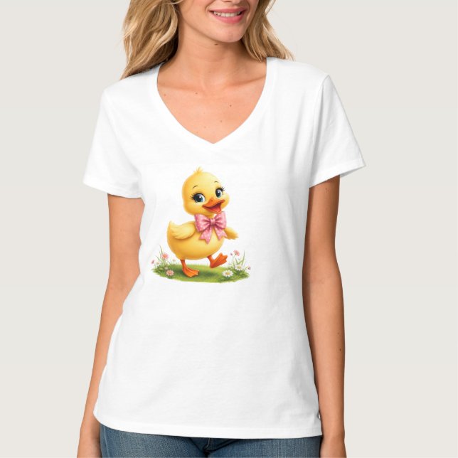 Charmig design på ankunge, glad djurkonst  t shirt (Framsida)