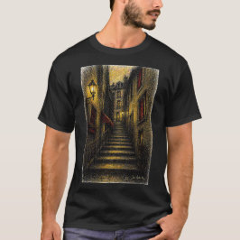 Charmig europeisk grändskiss väggkonst t shirt