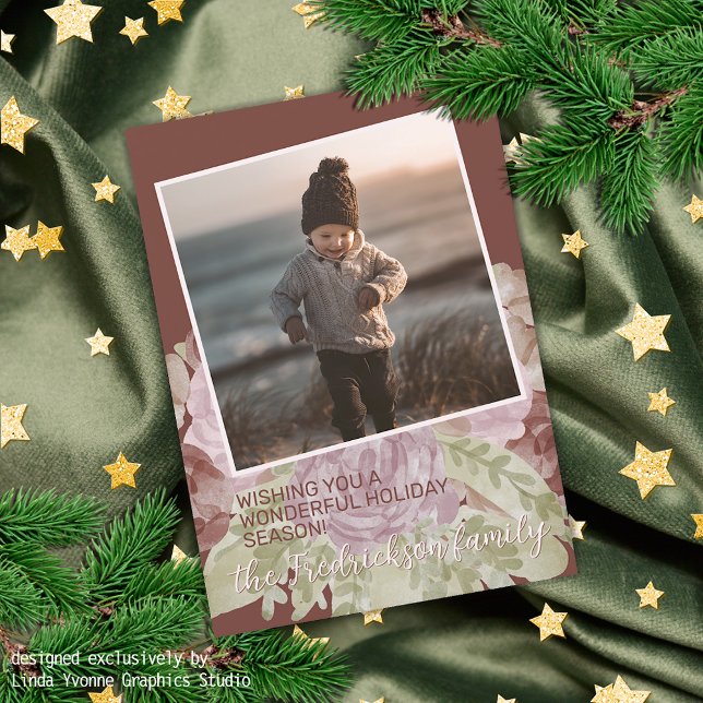 Charmig Färgrik Klassisk Blommig Julhälsning Julkort (Skapare uppladdad)