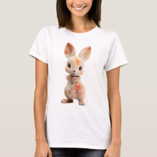 Charmig fläckig akvarell kaninfigurin för kvinnor t shirt