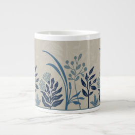 Charmig Folk Botanisk Blå Trädgård Konst Kort Jumbo Mugg