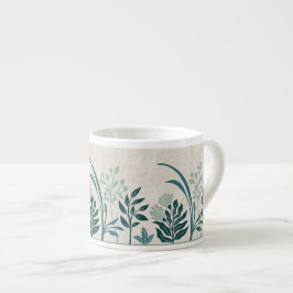 Charmig folkbotanisk teal trädgårdskonst  espressomugg