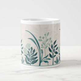Charmig folkkonst botanisk teal trädgård jumbo mugg