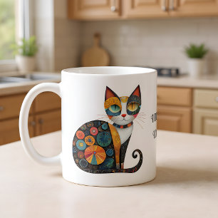 Charmig folkkonst katt jag fäller inte. Jag dekore Kaffemugg