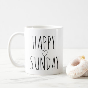 Charmig 'Glad söndag' Svart hjärta kontur present Kaffemugg