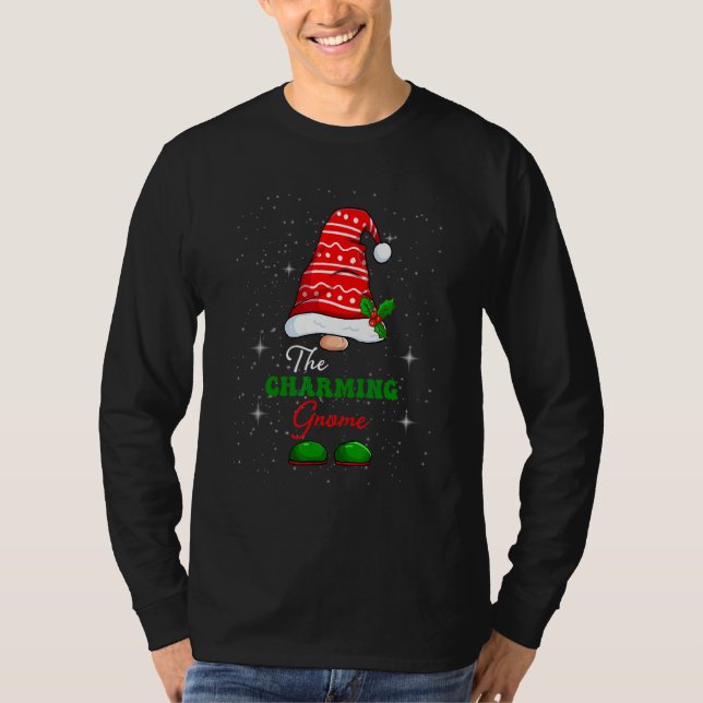 Charmig Gnomfamilj Matchande Jul Pyjamas T Shirt (Framsida)