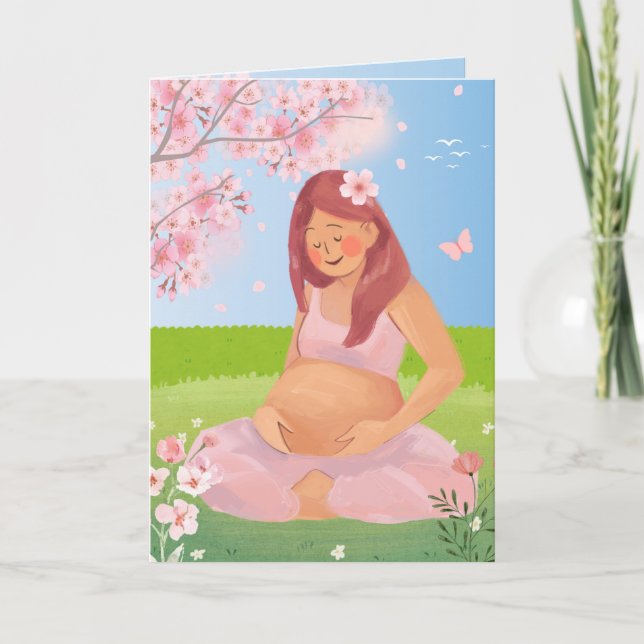 Charmig gravid mamma i naturen Mor Kort (Framsida)