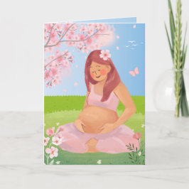 Charmig gravid mamma i naturen Mor Kort